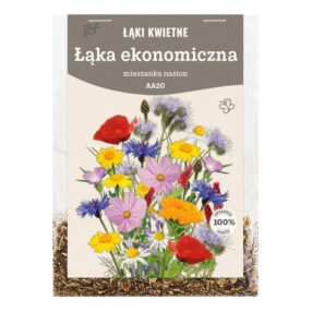 przezroczyste opakowanie nasion, na etykiecie kwiaty i napis: ŁĄKA EKONOMICZNA